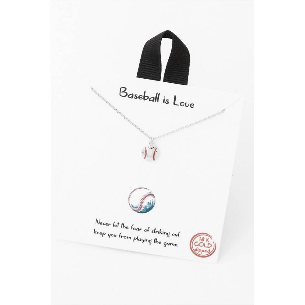 NEW FAME ACCESSORIES women's baseball is life necklace in gold